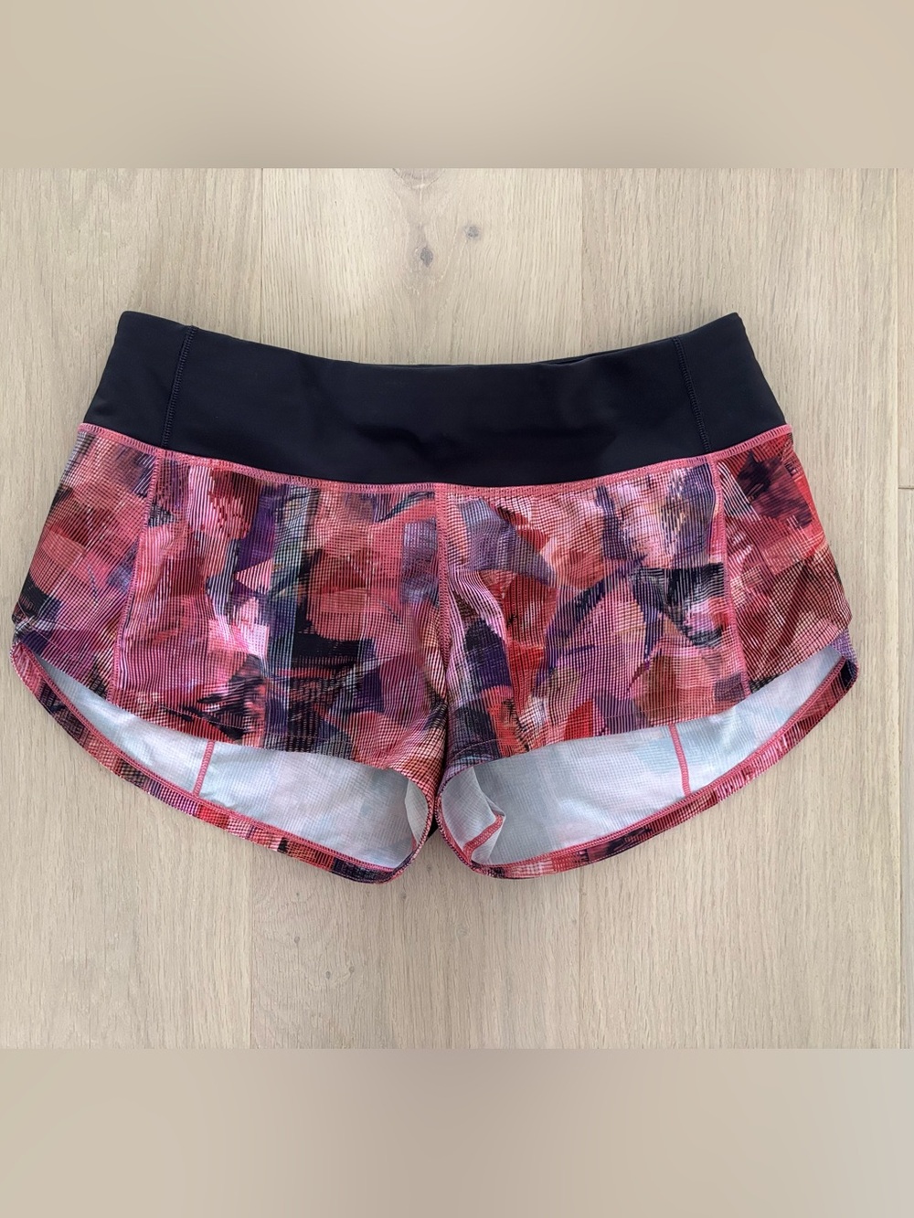 lululemon athletica Pink Multi-Print Athletic Shorts with Black Waistband